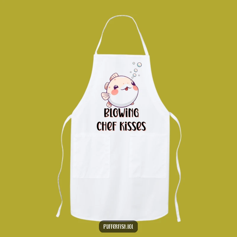 Funny Playful Pufferfish Bubbles Apron: Cook with Playful Joy