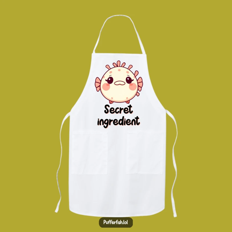 Funny Kawaii Pufferfish Apron: Surprised Fish Wear with Mischievous Kitchen Fun