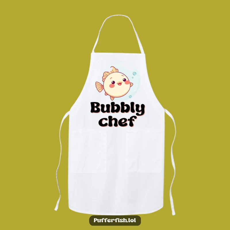 Funny Kawaii Pufferfish Bubble Apron - Playful Chef, Perfect for Kitchen Fun!