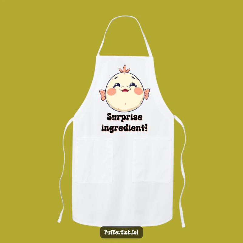 Funny Kawaii Pufferfish Surprise Apron: Shocked Chef Helper, Perfect Funny Gift