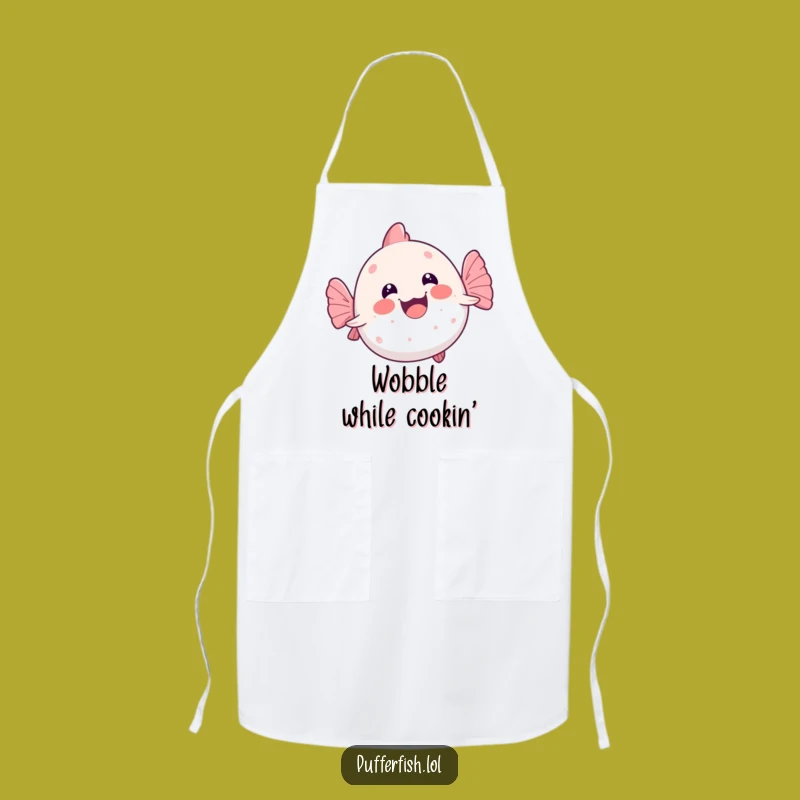 Funny Kawaii Pufferfish Wobble Apron: Hilarious Kitchen Companion
