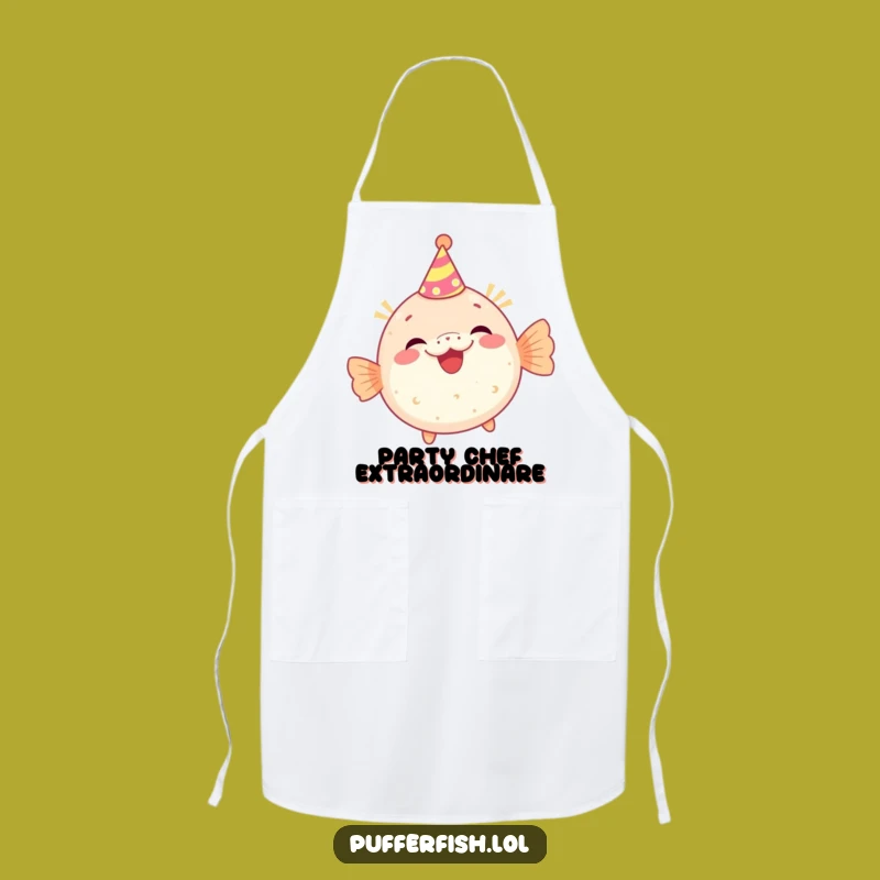 Funny Party Pufferfish Apron, Chef's Attire for Festive Kitchen Fun