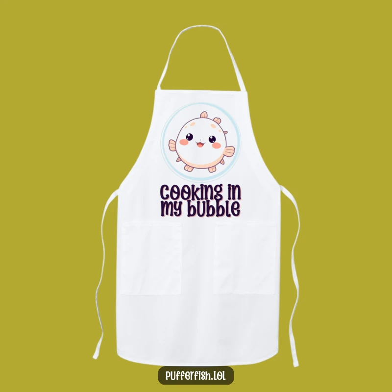 Funny Pufferfish Bubble Apron: Cook With Curiosity, Hilarious Funny Gift!