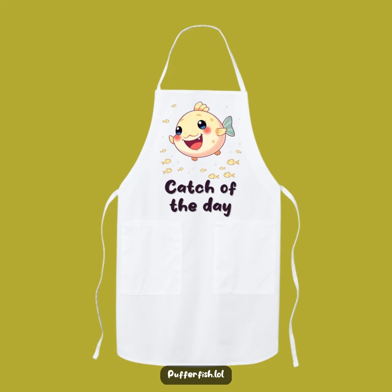 Funny Pufferfish Joy Apron: Cook Up Fun with a Happy Fish!