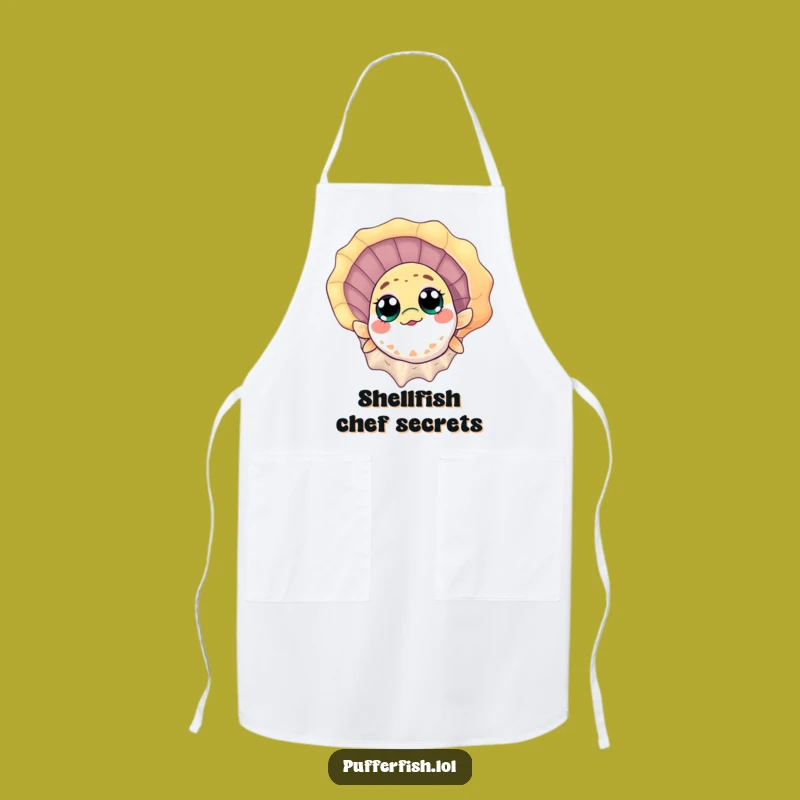 Funny Pufferfish Seashell Apron: Hilarious Kitchen Wear for Ocean Cooks