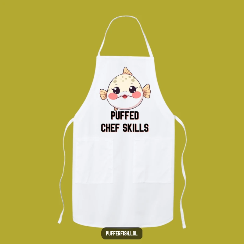 Funny Pufferfish Apron - Inflating Chef Character, Great Humorous Surprise Gift!