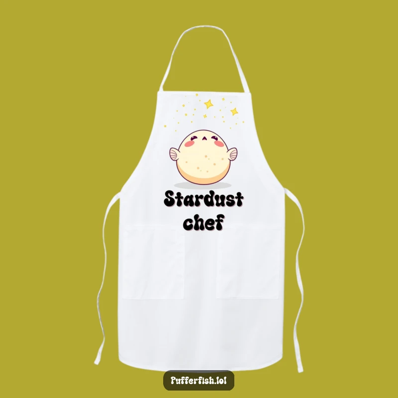 Funny Pufferfish Meteor Shower Apron - Cosmic Kitchen Humor, Perfect Chef Funny Gift
