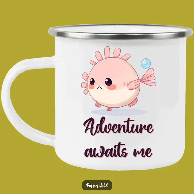 Funny Pufferfish Bubble Chase Camping Mug - Adventure Ready, Perfect Outdoorsy Funny Gift