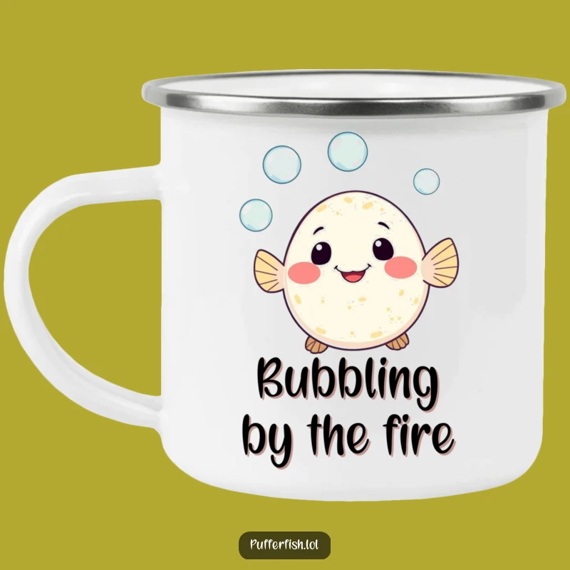 Funny Pufferfish Juggling Camping Mug: Adventure Fuel and Playful Gift