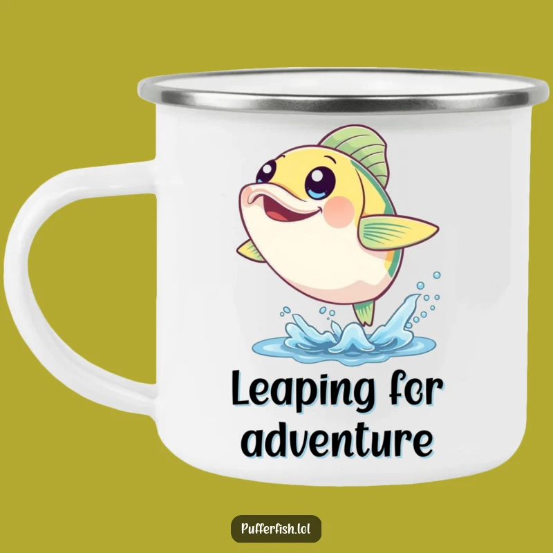 Funny Cheerful Fish Leap Camping Mug - Adventure Fuel for Happy Souls