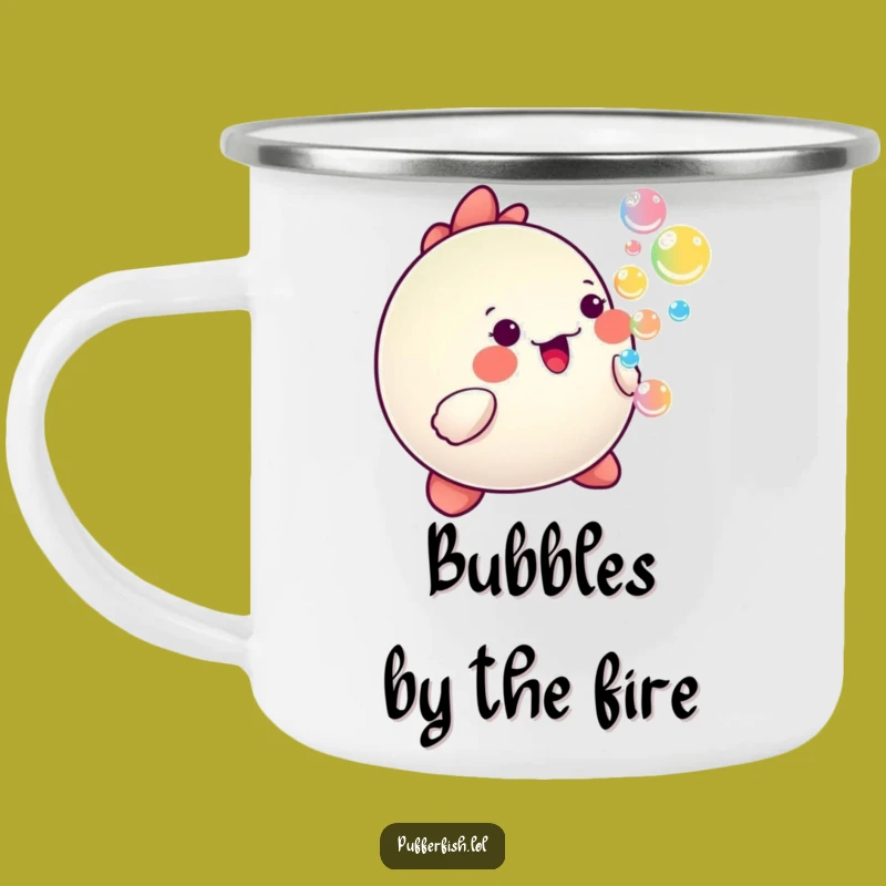 Funny Happy Pufferfish Bubble Camping Mug - Kawaii Cartoon Outdoor Mug - Joyful Gift