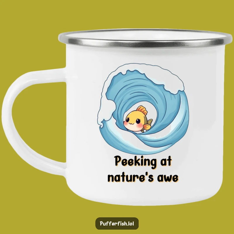 Funny Shy Fish Wave Camping Mug - Gentle Adventure Companion