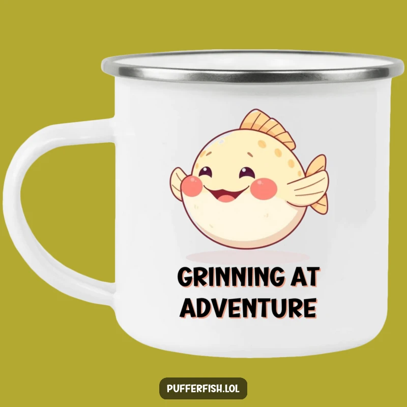 Funny Pufferfish Grin Camping Mug: Wiggle with Joy Outdoors