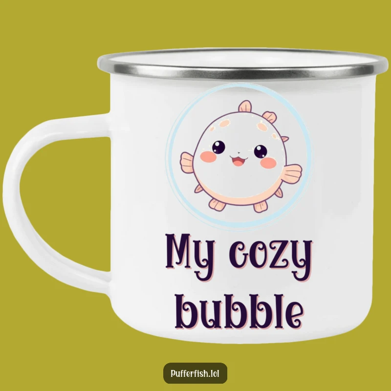 Funny Pufferfish Bubble Camping Mug: Adventure Peek, Hilarious Funny Gift!