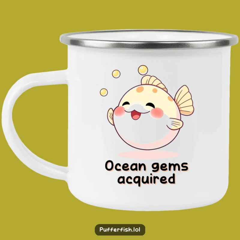 Durable Funny Pufferfish Pearl Juggling Camping Mug: Adventure Fuelled by Humor!