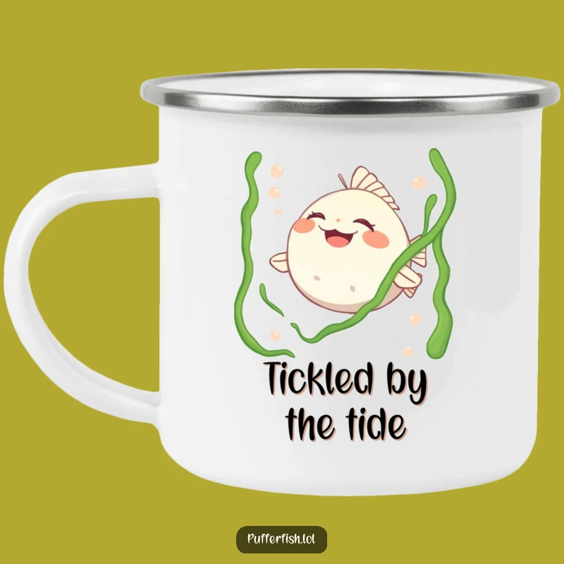Funny Pufferfish Tickled Camping Mug: Outdoor Laughs, Hilarious Drinkware