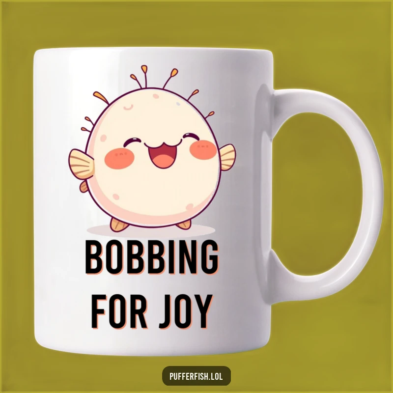 Funny Chubby Pufferfish Mug: Delighted Bobbing Fish, Perfect Funny Gift