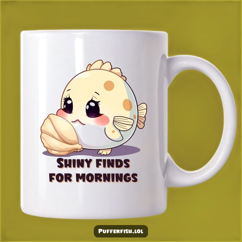 Funny Curious Pufferfish Mug: Wide-Eyed Wonder, Hilarious Character Gift