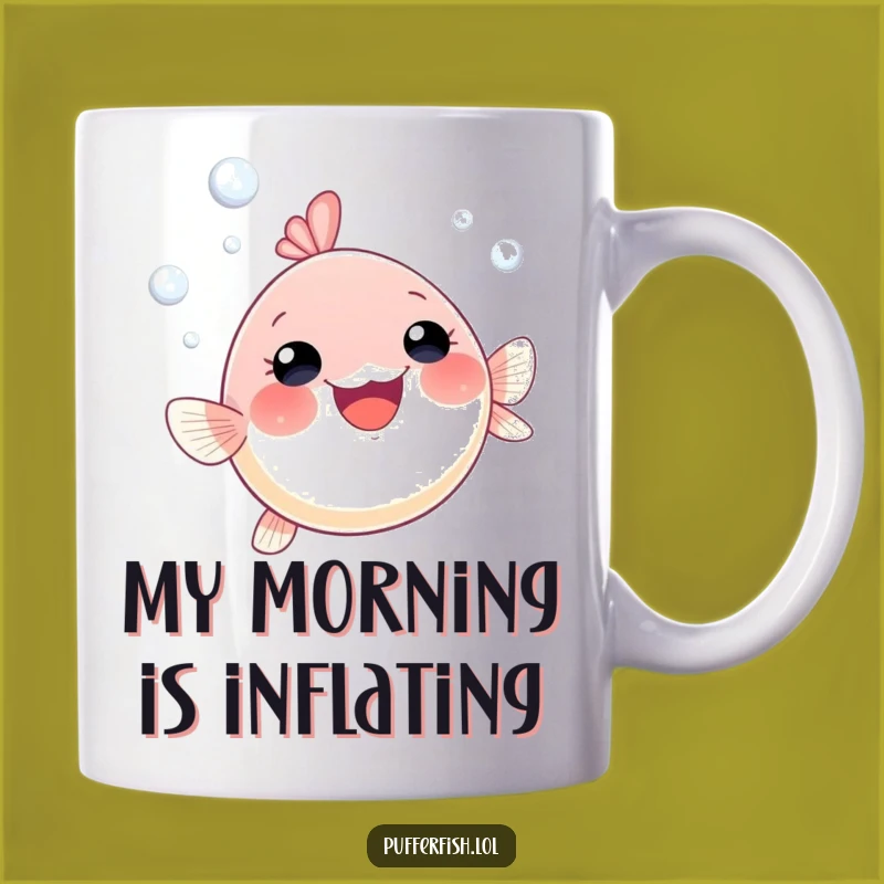 Funny Pufferfish Bubble Joy Mug: A Gleeful Swimming Companion Perfect Funny Gift