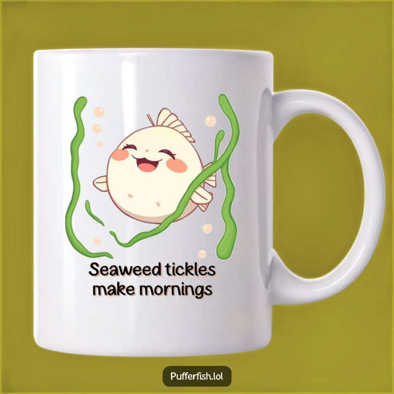 Funny Pufferfish Tickled Mug: Hilarious Laughing Character Gift for Sea Lovers