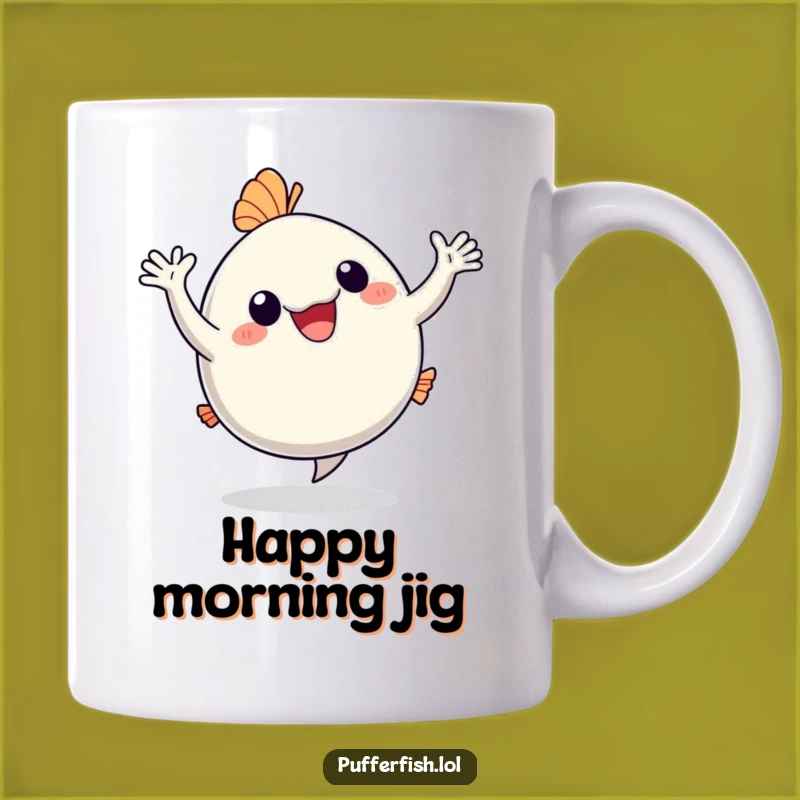Funny Dancing Pufferfish Mug: Hilarious Joyful Surprise Gift for Fun Lovers