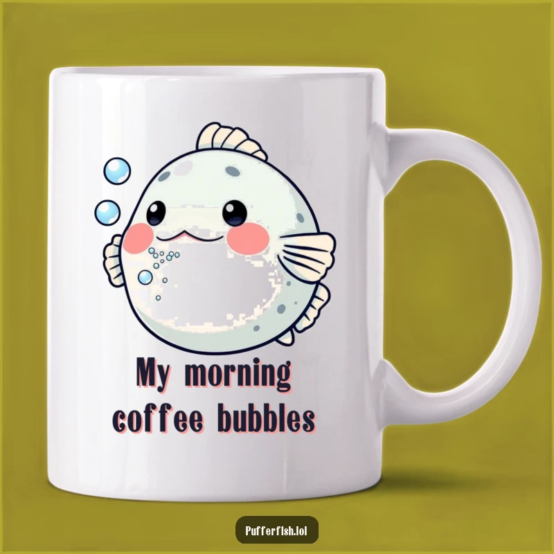 Funny Pufferfish Bubbles Mug: Playful Aquatic Fun, Perfect Gift