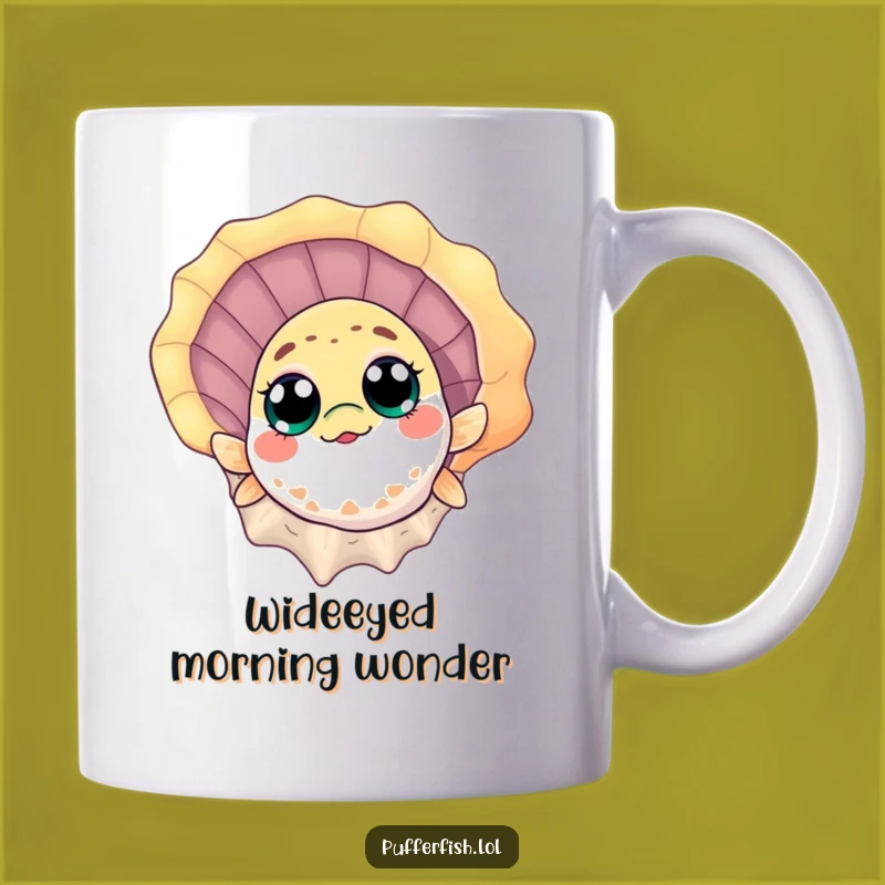 Funny Pufferfish Seashell Mug: Hilarious Ocean Surprise Gift for Curious Minds