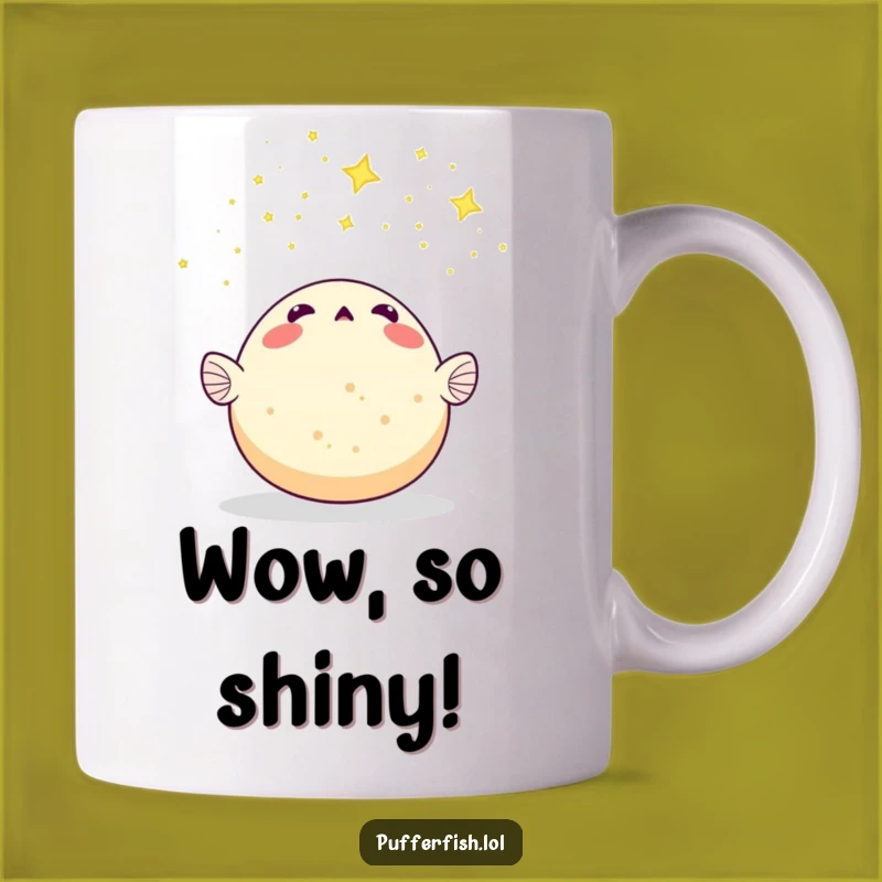 Funny Surprised Pufferfish Starry Mug - Celestial Wonder Gift for Humor Lovers