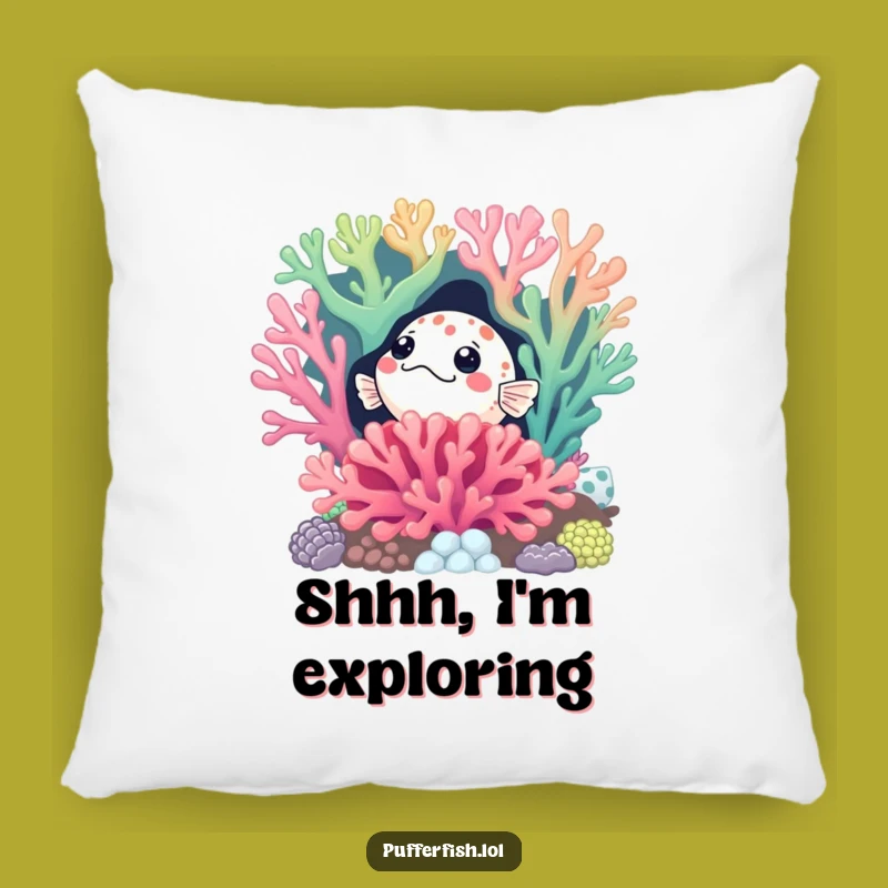 Cozy Funny Curious Pufferfish Pillow: Soft & Hilarious Reef Comfort