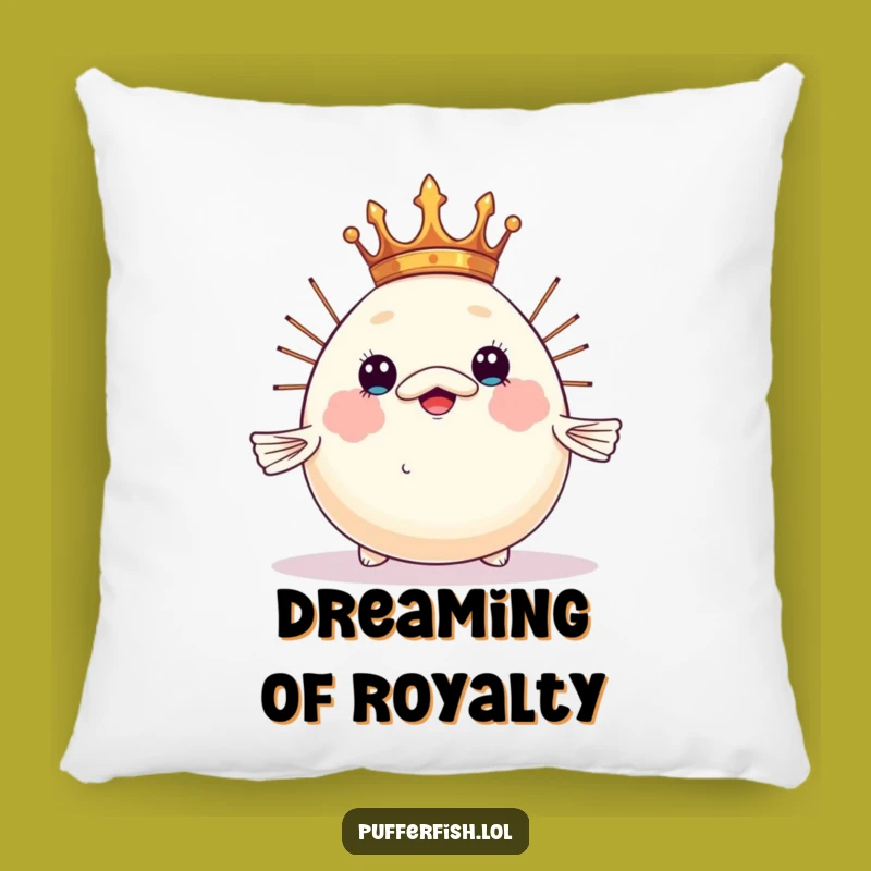 Funny Crowned Pufferfish Pillow: Cozy Royal Cushion, Your Ultimate Funny Gift