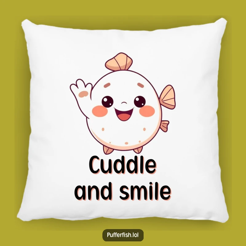 Funny Kawaii Pufferfish Pillow: Waving Fish Cushion for Cozy Happiness