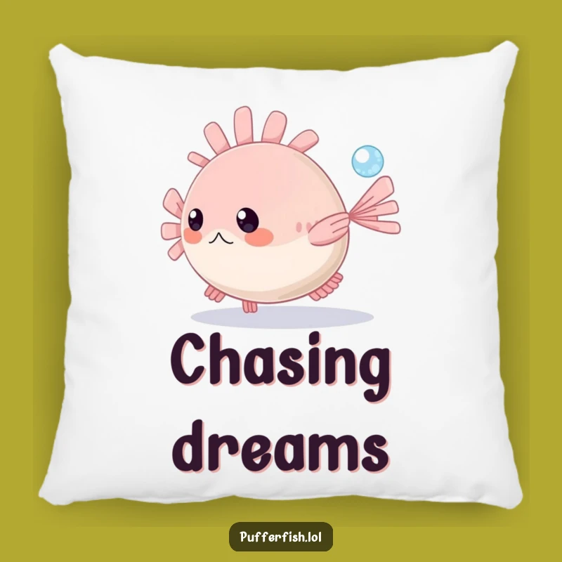 Funny Pufferfish Bubble Chase Pillow - Soft Ocean Accent, Delightful Funny Gift