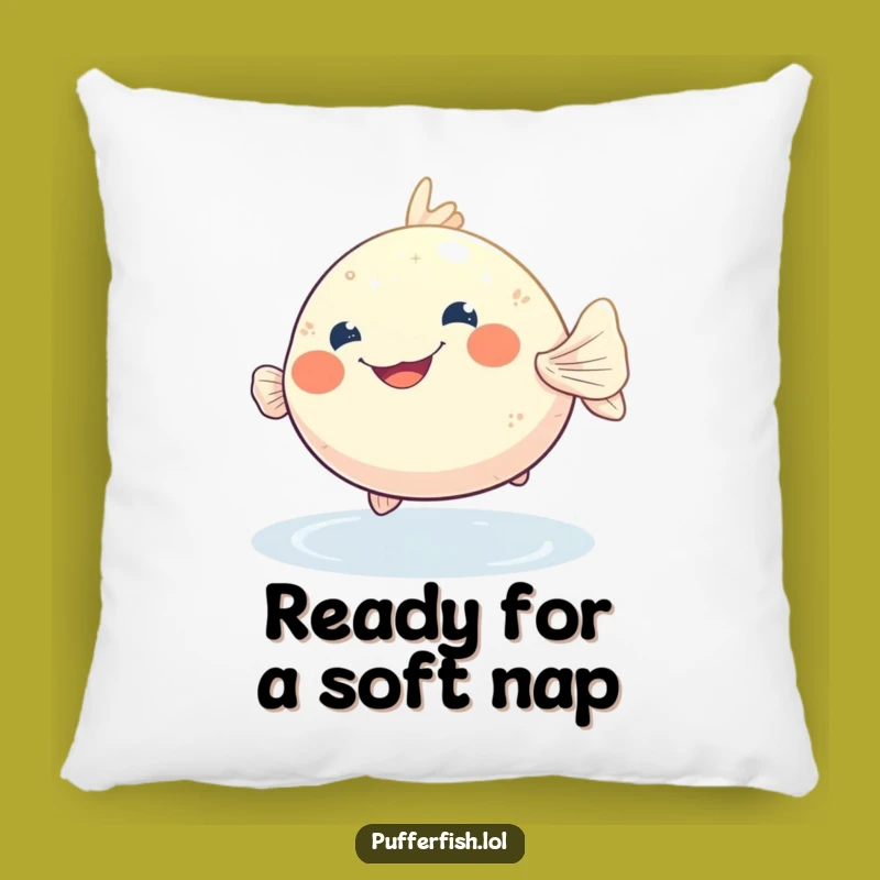 Funny Pufferfish Grin Pillow - Cozy Hilarious Comfort for Your Home