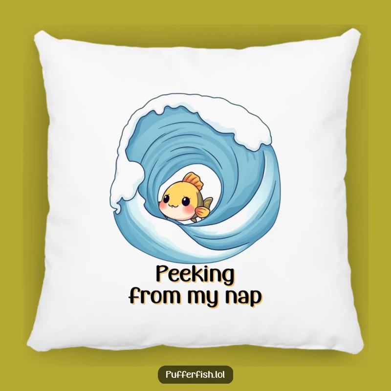 Funny Shy Fish Wave Pillow - Cozy Comfort with a Peek of Humor