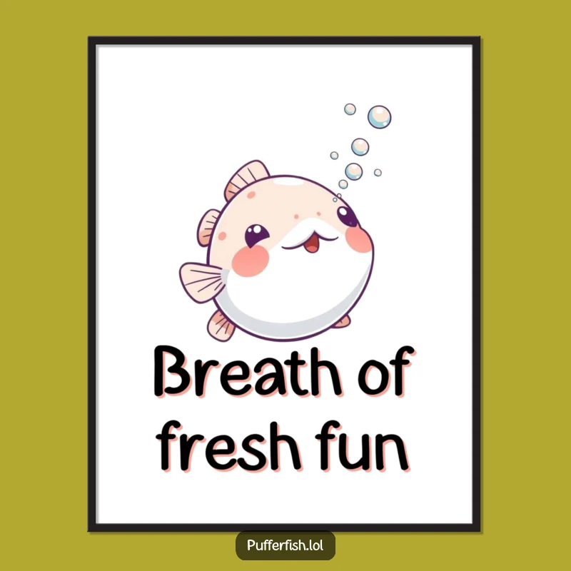 Funny Playful Pufferfish Bubbles Digital Art: Instant Bubbly Laughs