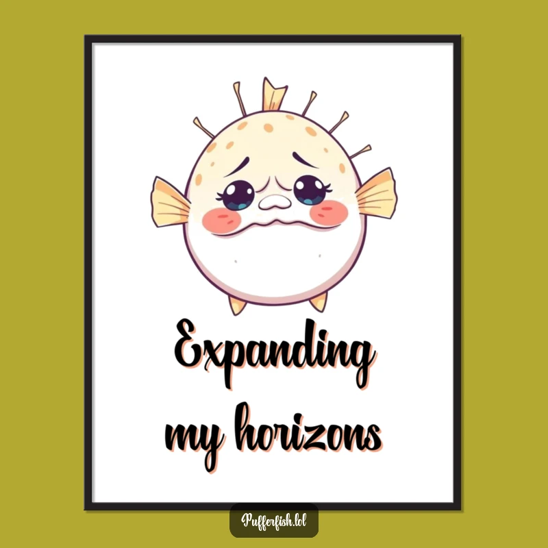 Funny Bewildered Pufferfish Inflating Digital Art: Instant Surprise Laughs