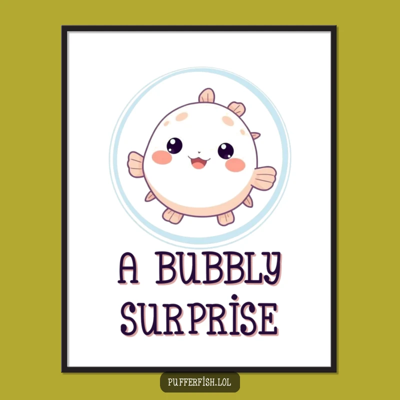 Funny Pufferfish Bubble Digital Art Print: Instant Charm, Hilarious Funny Gift!