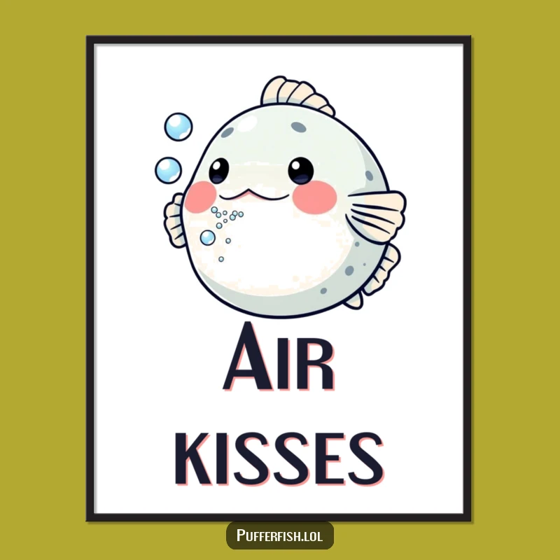 Funny Pufferfish Bubbles Digital Art: Instant Playfulness for Your Walls, Perfect Print