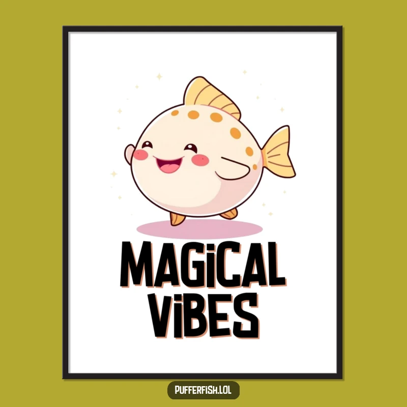 Funny Pufferfish Dance Digital Art: Sparkling Decor, Ideal Funny Gift