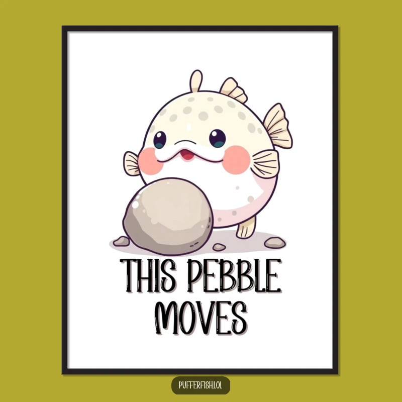 Funny Pufferfish Grit Digital Art: Instant Determined Fish Print!