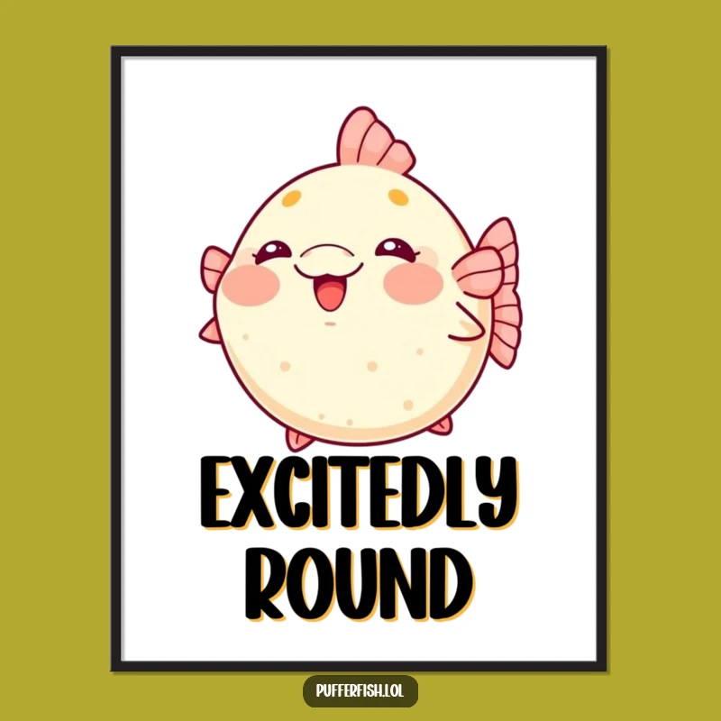 Kawaii Pufferfish Digital Print: Instant Funny, Cute Wall Art!