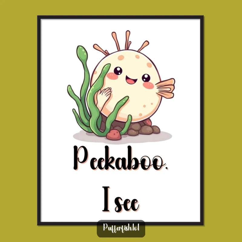 Funny Kawaii Pufferfish Digital Art: Instant Playful Decor