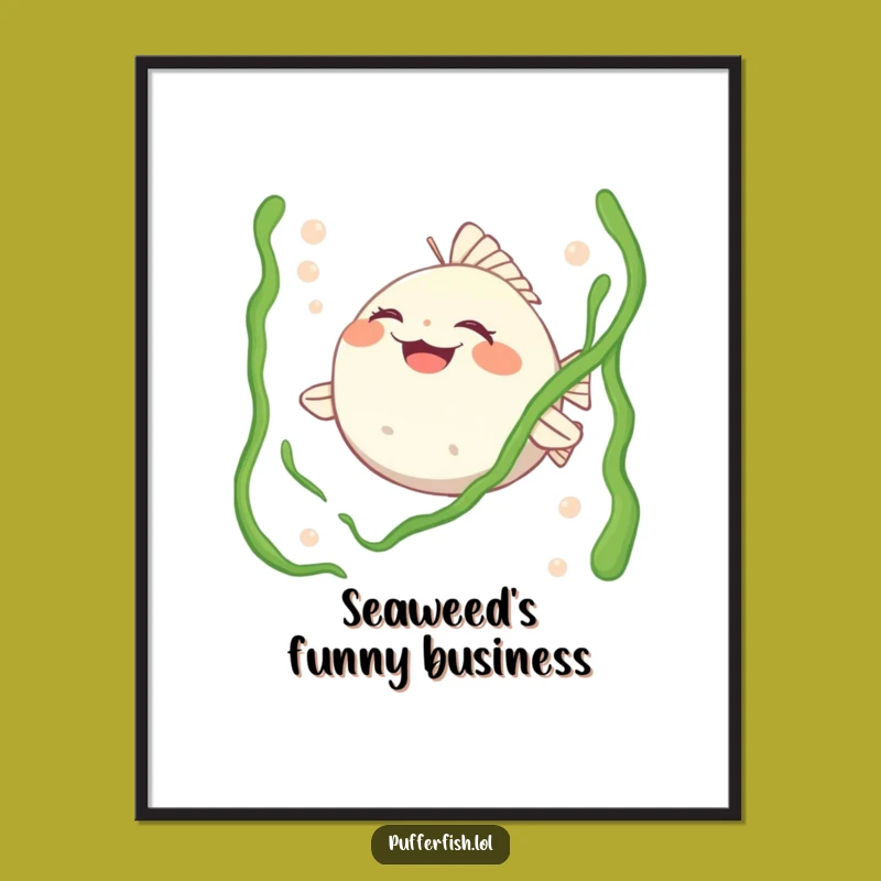 Funny Pufferfish Tickled Digital Print: Instant Laughter, Hilarious Ocean Art