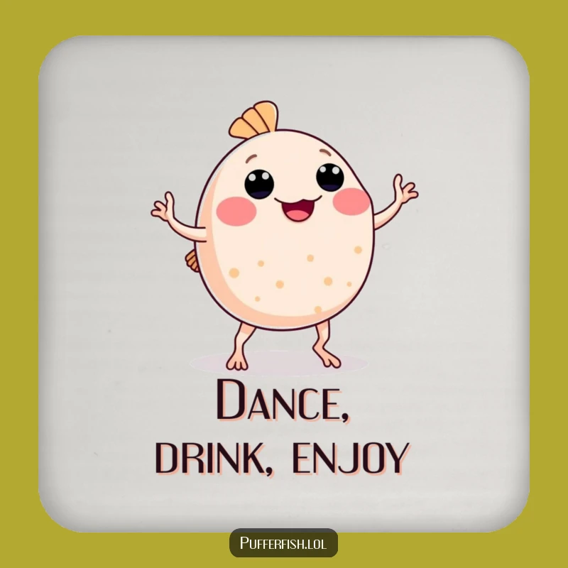Funny Pufferfish Dance Coaster: Protect Surfaces with Moves, Perfect Gift