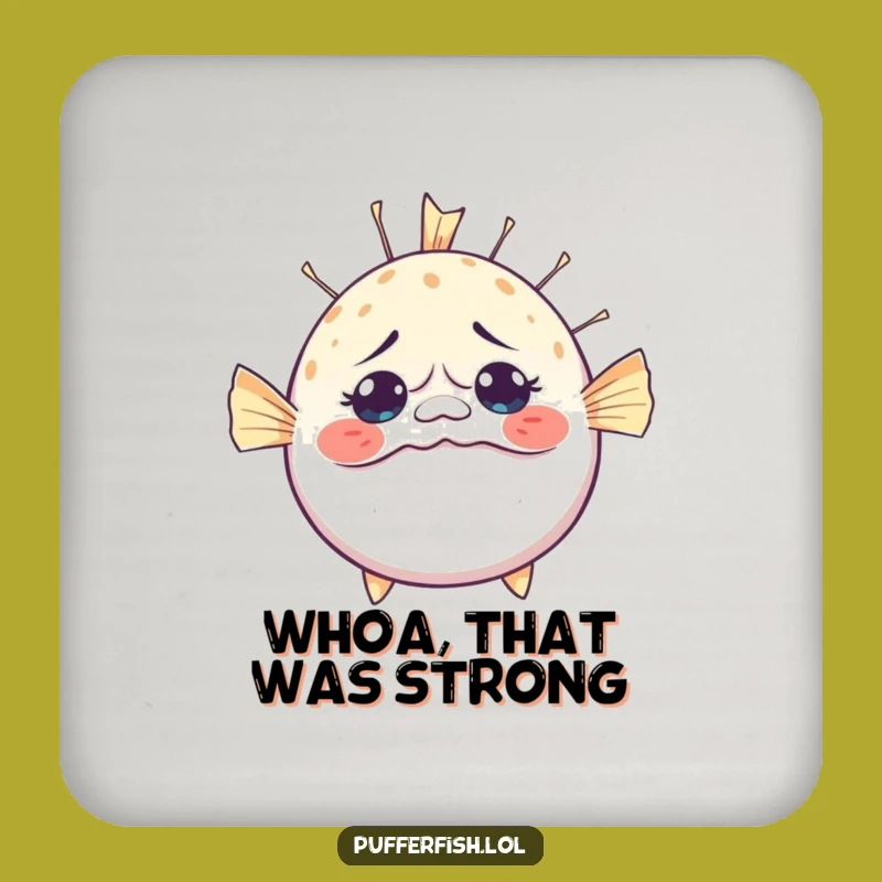 Funny Bewildered Pufferfish Inflating Coaster: Protect Surfaces with Humor