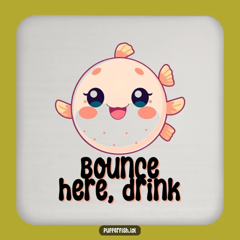 Funny Bouncing Pufferfish Coaster, Protect Surfaces with Playful Style