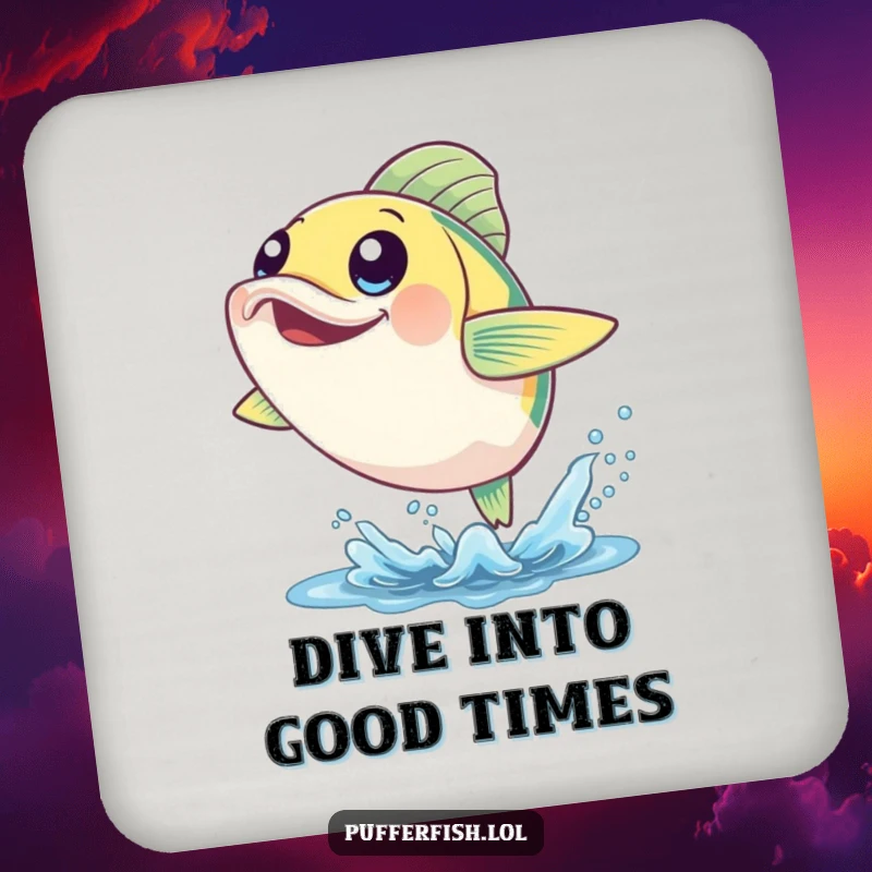 Funny Cheerful Fish Coaster: A leaping fish with happy eyes provides a humorous and protective surface.