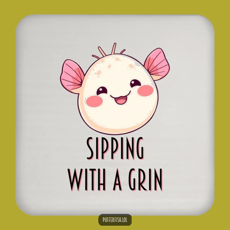 Funny Kawaii Pufferfish Coasters: Waving Hello, Charming Funny Gifts!