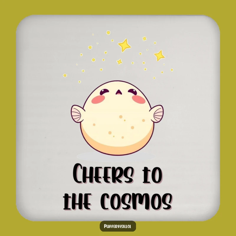 Funny Pufferfish Celestial Coasters - Protect Surfaces with Cosmic Humor, Great Funny Gift