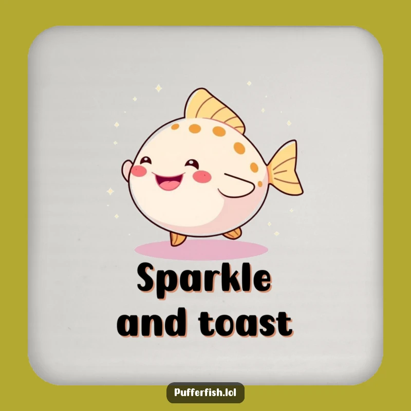 Funny Pufferfish Dance Coaster: Sparkling Protection, Perfect Funny Gift